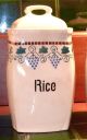 Cream/blue Arts & Crafts Grapevine German Canisters 