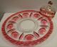 Antique Vintage Clear Ruby Glass Hors D ' Oeuvre Plate 14 Inches Dia.  With Dome Dishes photo 1
