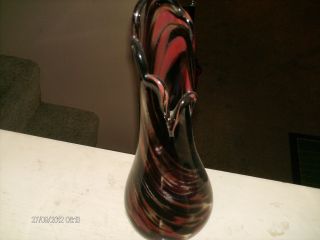 Hand Blown Art Glass Vase,  12 Inches Tall,  Orange,  Brown photo
