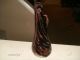 Hand Blown Art Glass Vase,  12 Inches Tall,  Orange,  Brown Vases photo 3