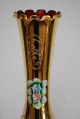 Vintage Hand Painted,  Hand Made Bohemian Czech Glass Vase,  Made In Italy 10 1/2 