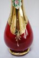 Vintage Hand Painted,  Hand Made Bohemian Czech Glass Vase,  Made In Italy 10 1/2 
