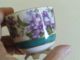 Vintage Demitasse Cup & Saucer Set Pansies/violets Purple Footed W/teal Border Cups & Saucers photo 10