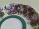Vintage Demitasse Cup & Saucer Set Pansies/violets Purple Footed W/teal Border Cups & Saucers photo 5