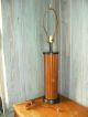 Mid Century Modern Walnut Wood Panel Table Lamp Eames Era Vintage Danish Lamps photo 4