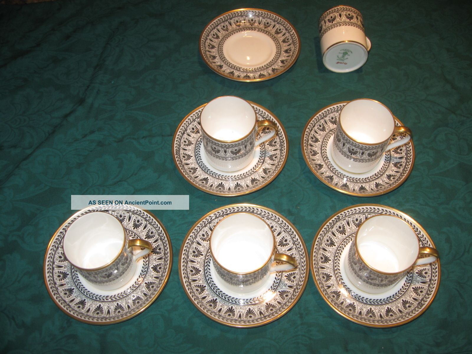 Crown Pattern A16583 Demitasse Cups&saucers Striking Black&white Scroll& Laurel Cups & Saucers photo