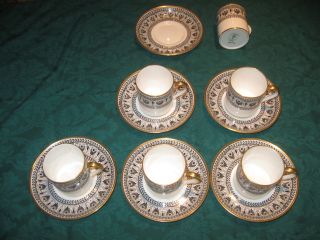Crown Pattern A16583 Demitasse Cups&saucers Striking Black&white Scroll& Laurel photo