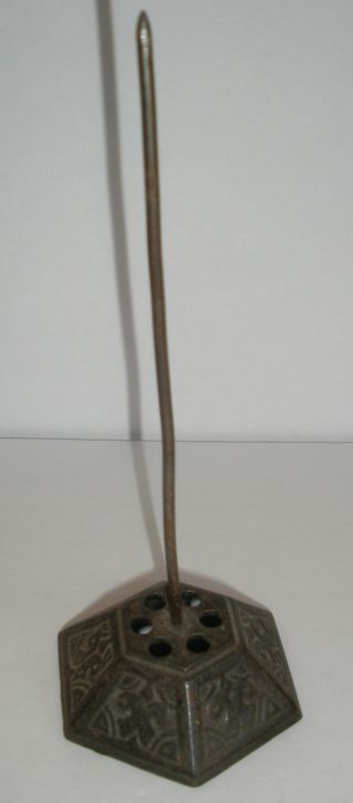 Antique Cast Iron Bill/note/receipt Spike Holder With Etched Design photo