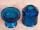 Antique Late 19th C.  Lg.  2 Piece Teal Blue Glass Fairy Candle Lamp Nonhanging Candle Holders photo 4