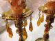 Vintage Amber Czech Crystal Bobeche & Prism Set Chandelier Parts Candle Holders photo 1