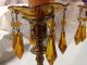 Vintage Amber Czech Crystal Bobeche & Prism Set Chandelier Parts Candle Holders photo 5