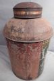 Antique Tole Ware Tin Victorian Canister General Store Scenic Painting Asis Big Toleware photo 4