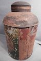Antique Tole Ware Tin Victorian Canister General Store Scenic Painting Asis Big Toleware photo 6