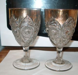 2 Antique Eapg Stemware Glass Glasses Goblets photo