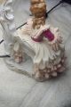 Vintage Dresden Porcelain Lamp Signed Elegant Lady In Lace Rare Germany Lamps photo 8
