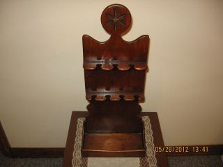 Vintage Wooden Collectible / Souvenir Spoon Holder Rack Stand With Planter Shelf photo