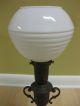 Brass Lamp With Art Deco White Milk Glass Globe Lamps photo 1