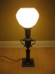 Brass Lamp With Art Deco White Milk Glass Globe Lamps photo 3