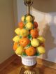 Vtg Retro Ceramic Lemon Orange Lamp 60 ' S Mid Century Modern Figural Fruit Basket Lamps photo 2