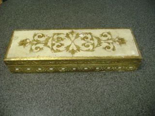 Vintage Florentine Toleware Jewelry Or Trinket Box - Gold Gilt Design photo
