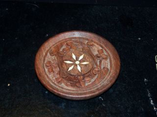 Decorative Wood Carving Small Coaster W.  /intricate Star Design photo
