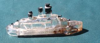 Old Ww11 Victory Glass Battleship Ship Candy Pellets Container 10.  99 N/r photo