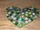 Vintage Heart Shaped Glass Marbles/beads Mosaic In Pewter - Footed 7 
