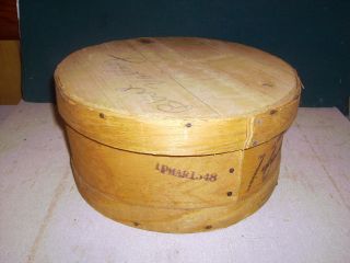 Vintage Rustic Round Wooden Cheese Box - Cheddar Cheese - 11 5/8 