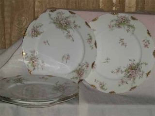 Five Antique Haviland Limoges Dinner Plates 1903 - 1925 Apple Blossom Tiny Chips photo