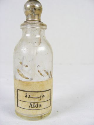 Antique Aida Glass Perfume Bottle With Glass Stopper From France photo