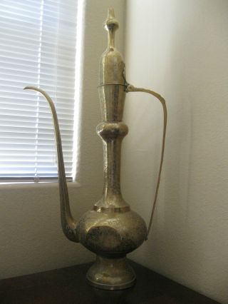 Decorative Only Islamic Arabic Handcrafted Brass Serving Tea Coffee Pot Pitcher photo