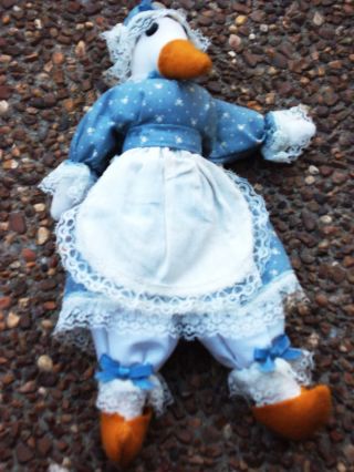 Vintage Ozark ⊰♥⊱ Country Blue Fabric ⊰♥⊱ Stuffed Goose Decoration Pristine photo
