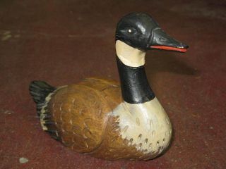 Vintage American Folk Art Wooden Handcrafted Carving Of Duck photo