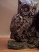 1950s Vintage Lanshire Electric Owl Figurine Shelf Mantel Clock Lavender Eyes Figurines photo 1