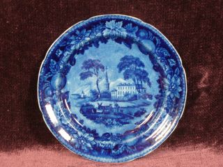 Early 19c Antique Flow Historic Blue Staffordshire Blue Plate Good Condition photo