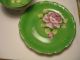 Vtg.  Bone China C & S - Very Striking Green & White With Lg.  Pink/wh Rose Cups & Saucers photo 4