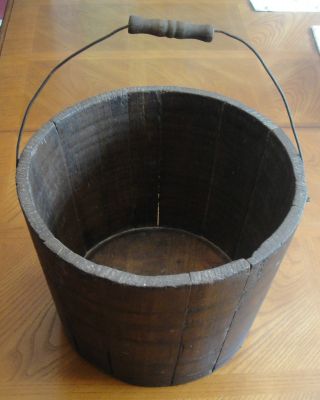 Antique Vintage Wood Bucket photo