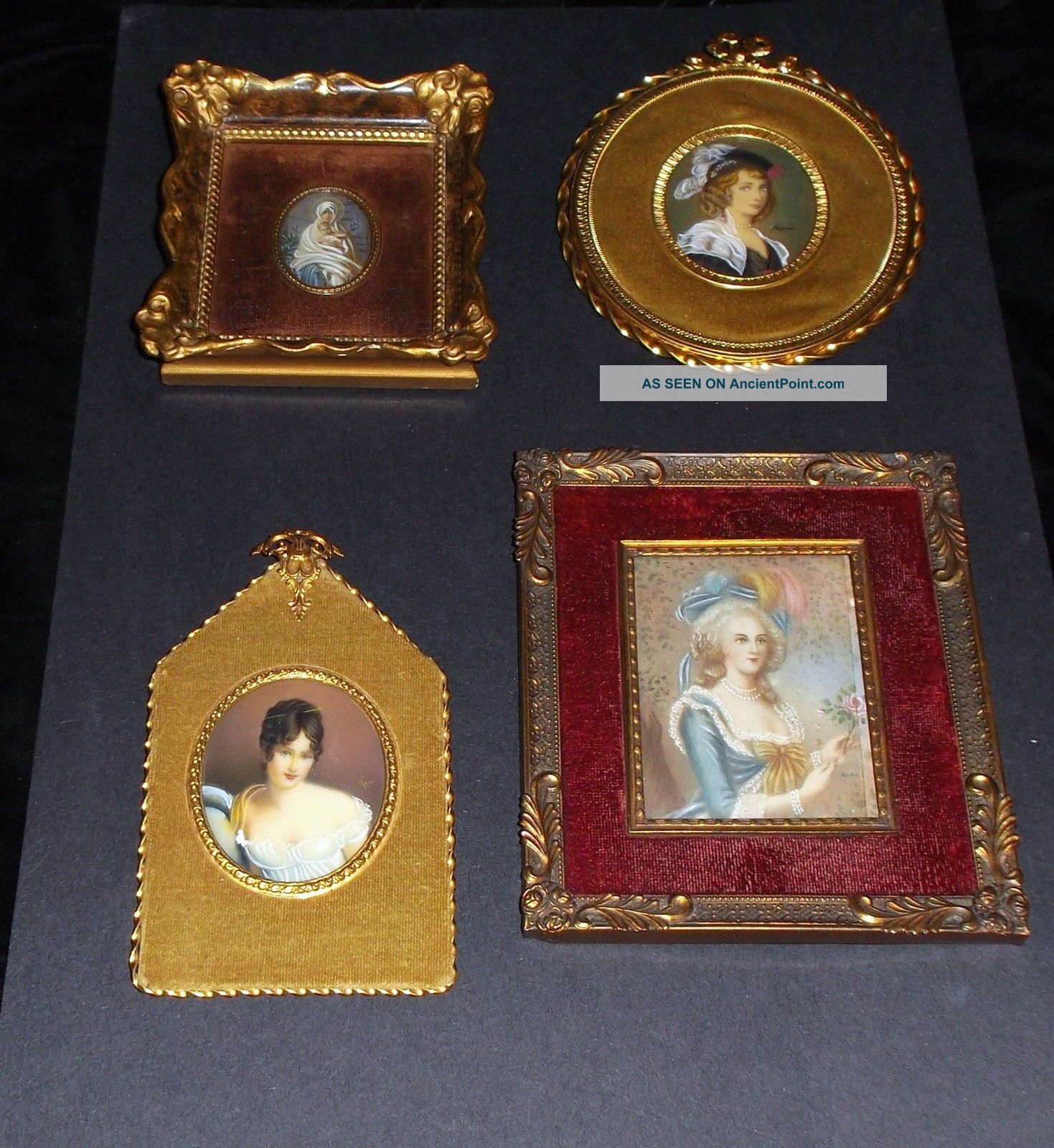 Set Of 4 Miniature Portraits - Old Style Turn Of The Century Other photo