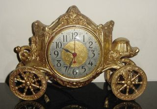 Antique Gold Leaf Hand Burned Carriage Electric Clock photo