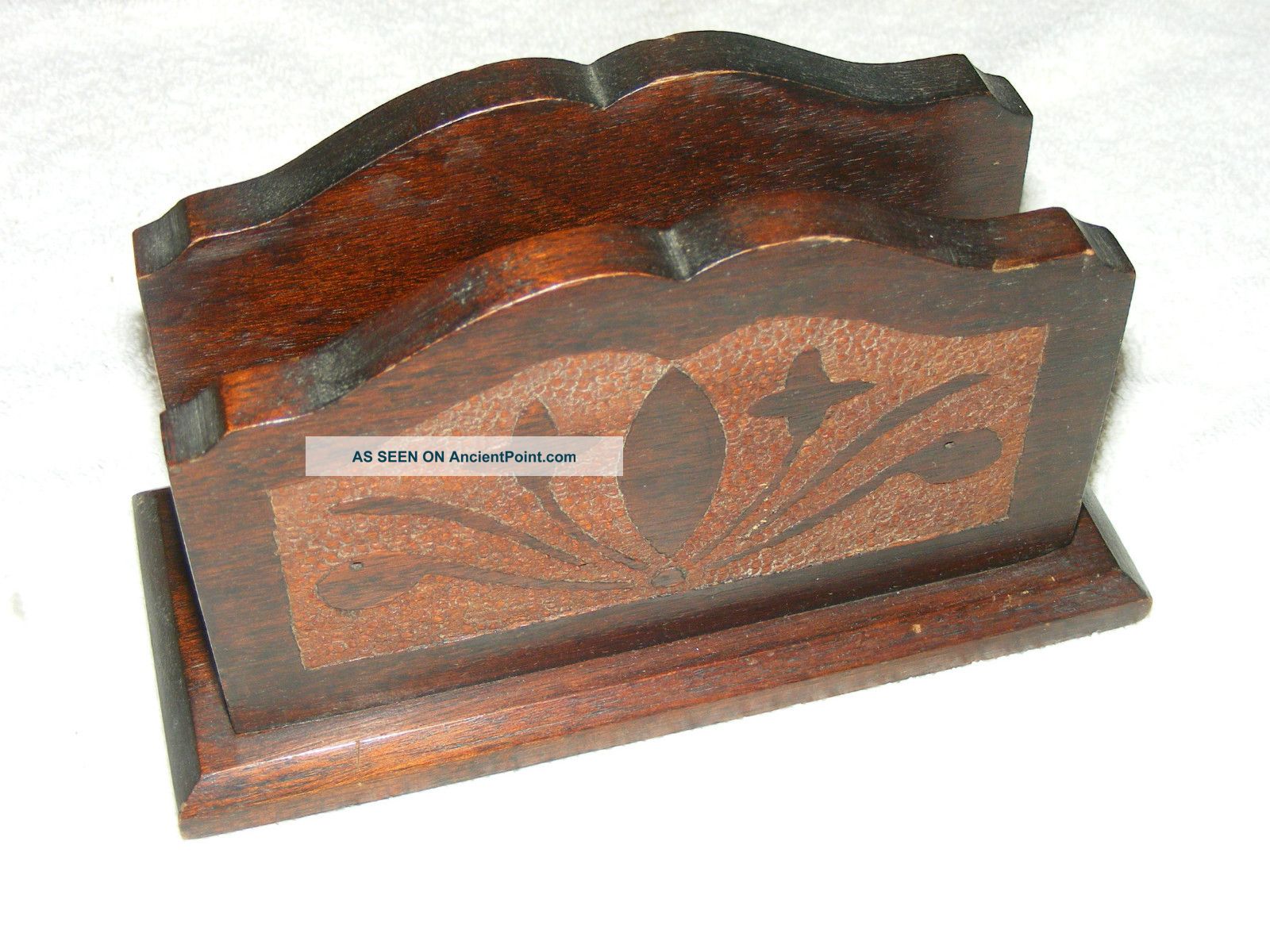 Old Wood Letter Napkin Holder Desk Piece Other photo