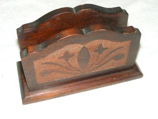 Old Wood Letter Napkin Holder Desk Piece photo