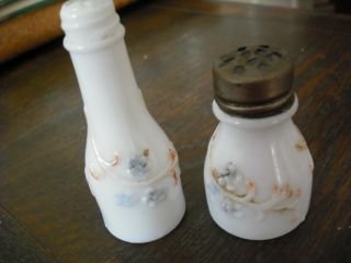 Antique Salt And Pepper Shakers Milk Glass photo