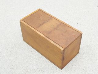 Antique Vintage Solid Wood Storage Box Handmade Sliding Lid Pine Display Rare photo