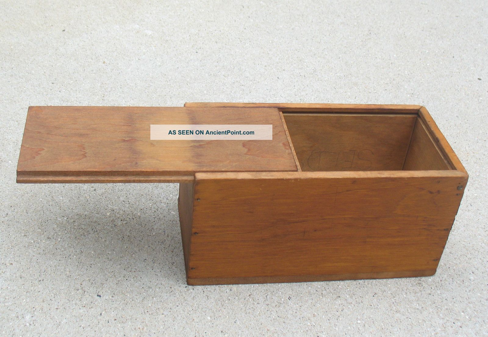 Antique Vintage Solid Wood Storage Box Handmade Sliding Lid Pine