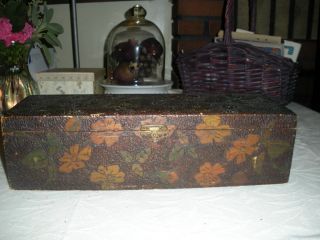 Primitive Vintage Wood Glove Box - photo