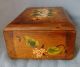 Antique Solid Wood Box Jewelry Keepsake Storage Hand Painted Floral Design Boxes photo 3