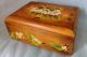 Antique Solid Wood Box Jewelry Keepsake Storage Hand Painted Floral Design Boxes photo 6