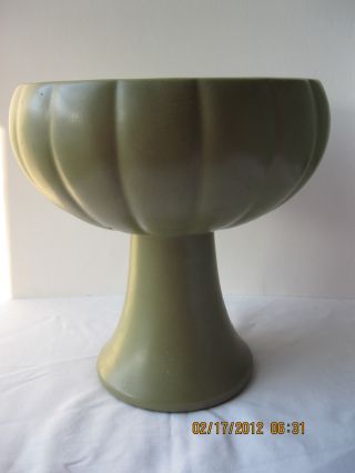 Mccoy Floraline Matte Green Pedestal Planter Vase 404 photo
