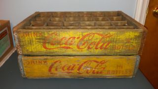 2 Vintage 66 50 Old Coke Coca Cola Wood Wooden Soda Pop Bottle Crate Crates Case photo