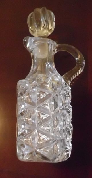 Antique Pressed Glass Cruet 3 Mold Blown Clear Early 1900s photo